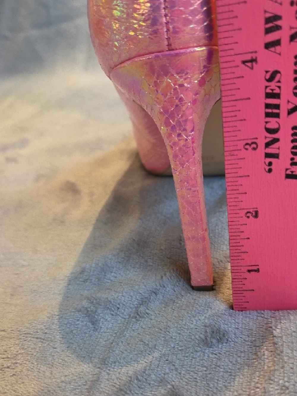 Nine West Pink Iridescent Snakeskin Pointed-Toe Heels - Picture 7 of 8